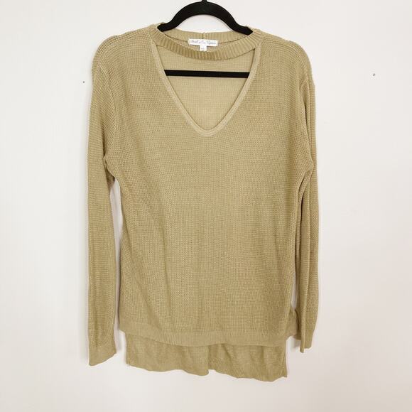 Closet Space Womens Large L Tan Keyhole Neck Lightweight Sweater Made in USA - Picture 1 of 7
